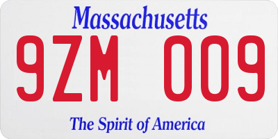 MA license plate 9ZM009