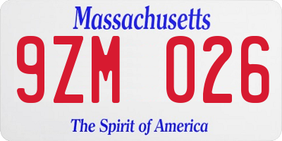 MA license plate 9ZM026