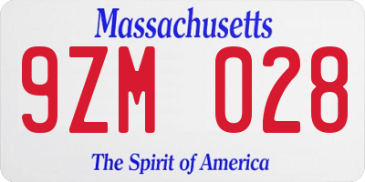 MA license plate 9ZM028