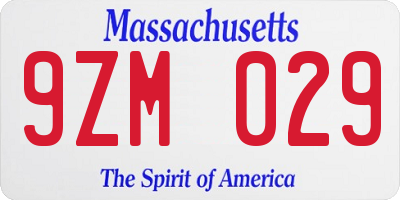 MA license plate 9ZM029