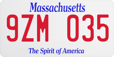 MA license plate 9ZM035