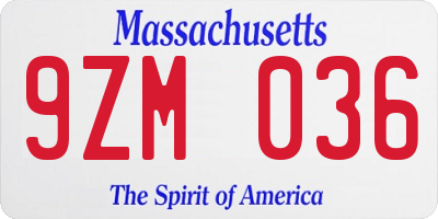 MA license plate 9ZM036