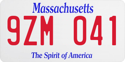 MA license plate 9ZM041