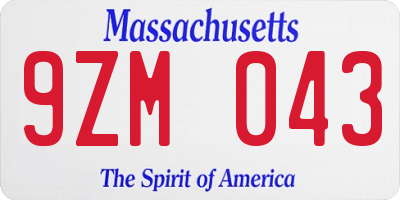 MA license plate 9ZM043