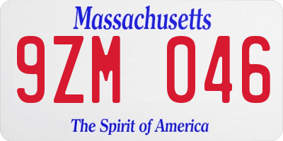 MA license plate 9ZM046