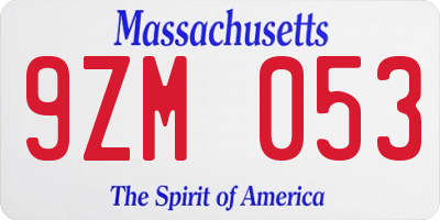MA license plate 9ZM053