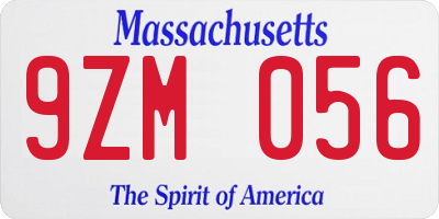 MA license plate 9ZM056