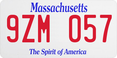 MA license plate 9ZM057