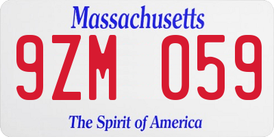 MA license plate 9ZM059