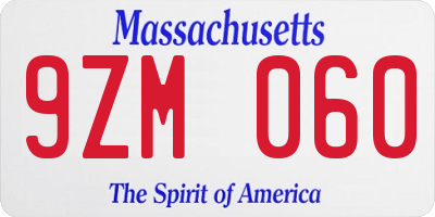 MA license plate 9ZM060