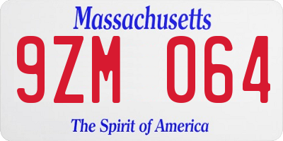 MA license plate 9ZM064