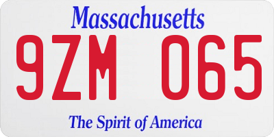 MA license plate 9ZM065