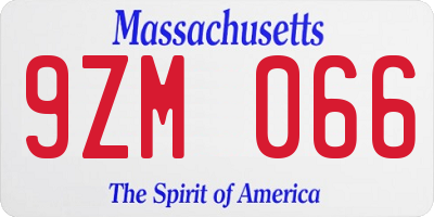 MA license plate 9ZM066