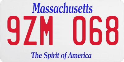 MA license plate 9ZM068