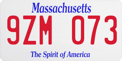 MA license plate 9ZM073