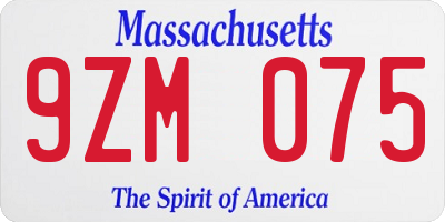 MA license plate 9ZM075