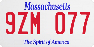 MA license plate 9ZM077