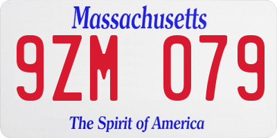 MA license plate 9ZM079