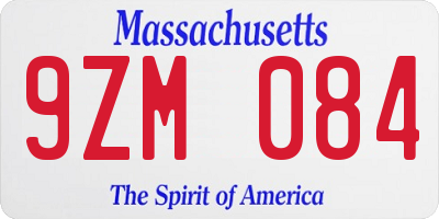 MA license plate 9ZM084