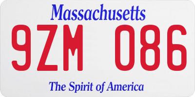 MA license plate 9ZM086