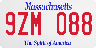 MA license plate 9ZM088