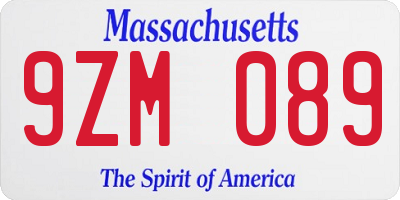 MA license plate 9ZM089