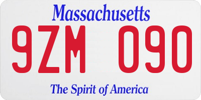 MA license plate 9ZM090