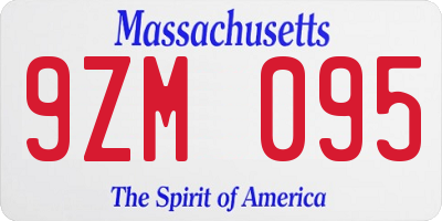 MA license plate 9ZM095