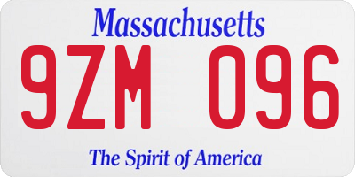 MA license plate 9ZM096