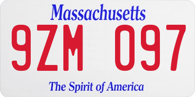 MA license plate 9ZM097
