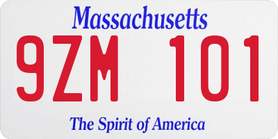 MA license plate 9ZM101