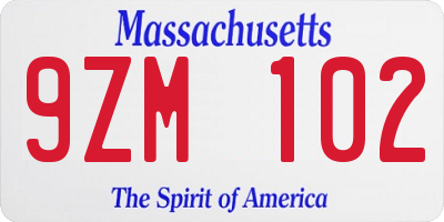 MA license plate 9ZM102