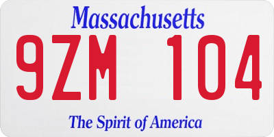 MA license plate 9ZM104
