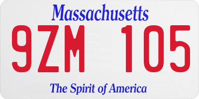 MA license plate 9ZM105