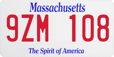 MA license plate 9ZM108