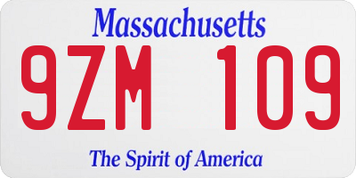 MA license plate 9ZM109