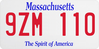 MA license plate 9ZM110