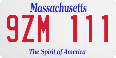 MA license plate 9ZM111