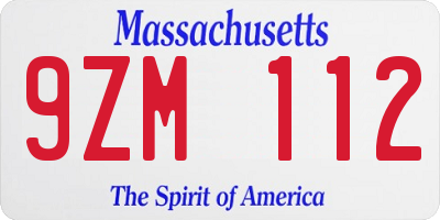 MA license plate 9ZM112