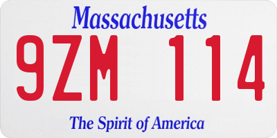 MA license plate 9ZM114