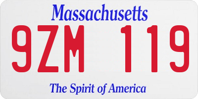 MA license plate 9ZM119