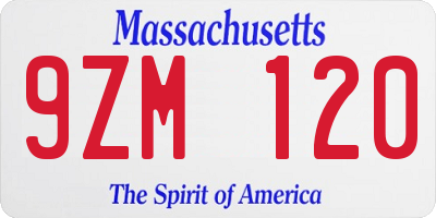 MA license plate 9ZM120