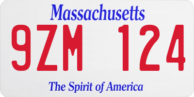 MA license plate 9ZM124