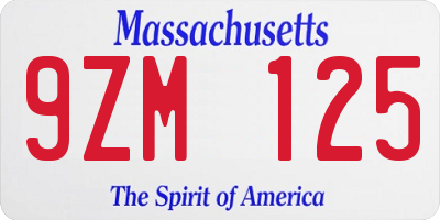 MA license plate 9ZM125