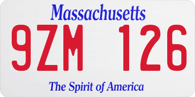 MA license plate 9ZM126