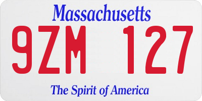 MA license plate 9ZM127