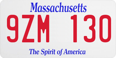 MA license plate 9ZM130