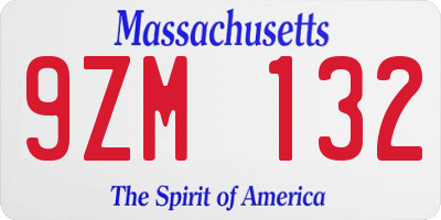 MA license plate 9ZM132