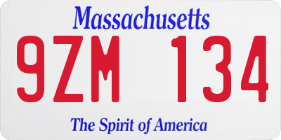 MA license plate 9ZM134