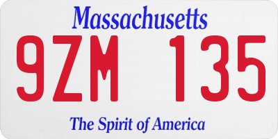 MA license plate 9ZM135